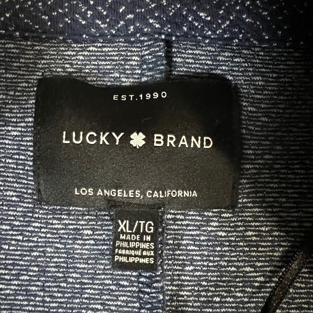 Lucky Brand Navy Blue White Herringbone Open Front Cardigan Jacket XL - Picture 3 of 13